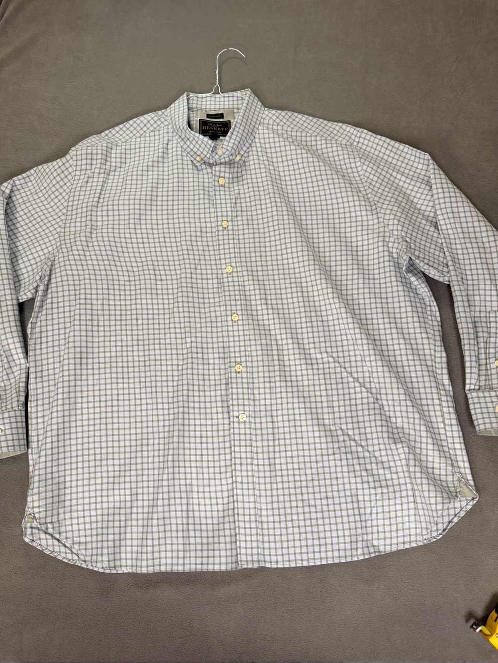 Jos. A Bank Men’s Tailored Fit Button Down Dress Shirt- Light Blue Checks- XXL